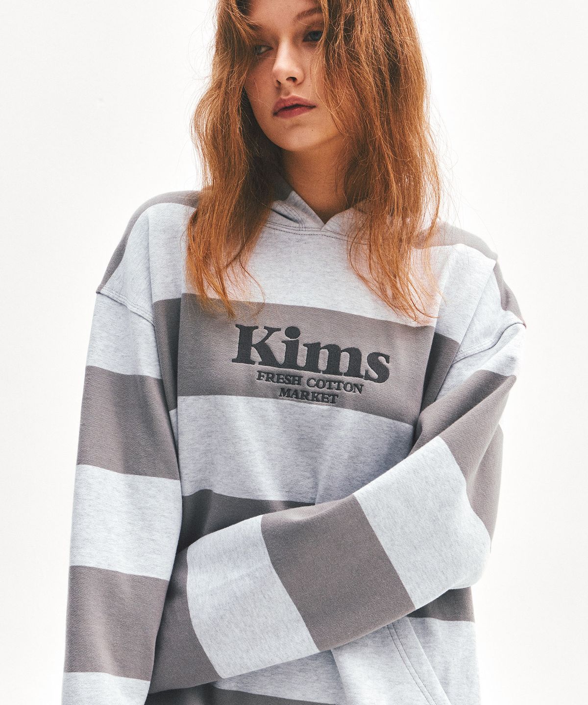 킴스 프레시 코튼 마켓(KIMS FRESH COTTON MARKET) Kims Stripe Hoodie Grey