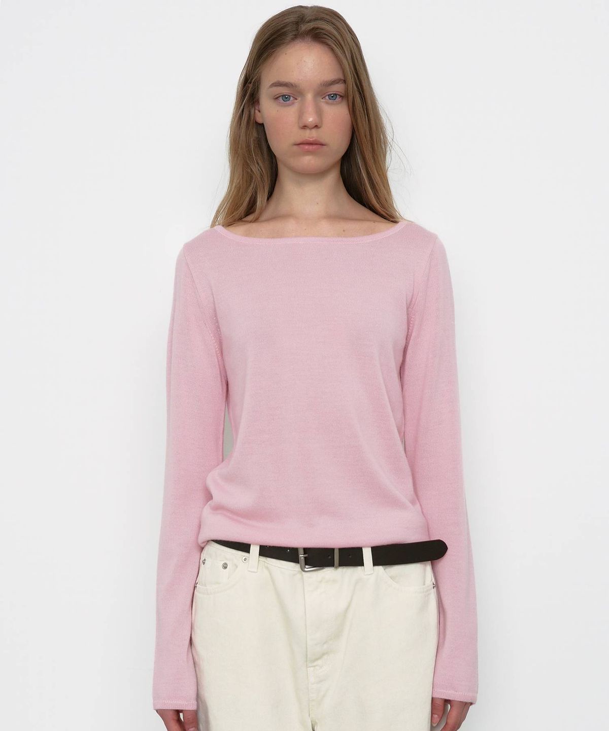 무아르무스(MUARMUS) Cashmere Boat neck Knit [Pink]