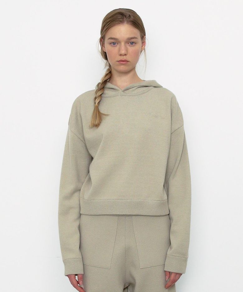Soft Cotton Hoodie Knit [Light Beige]