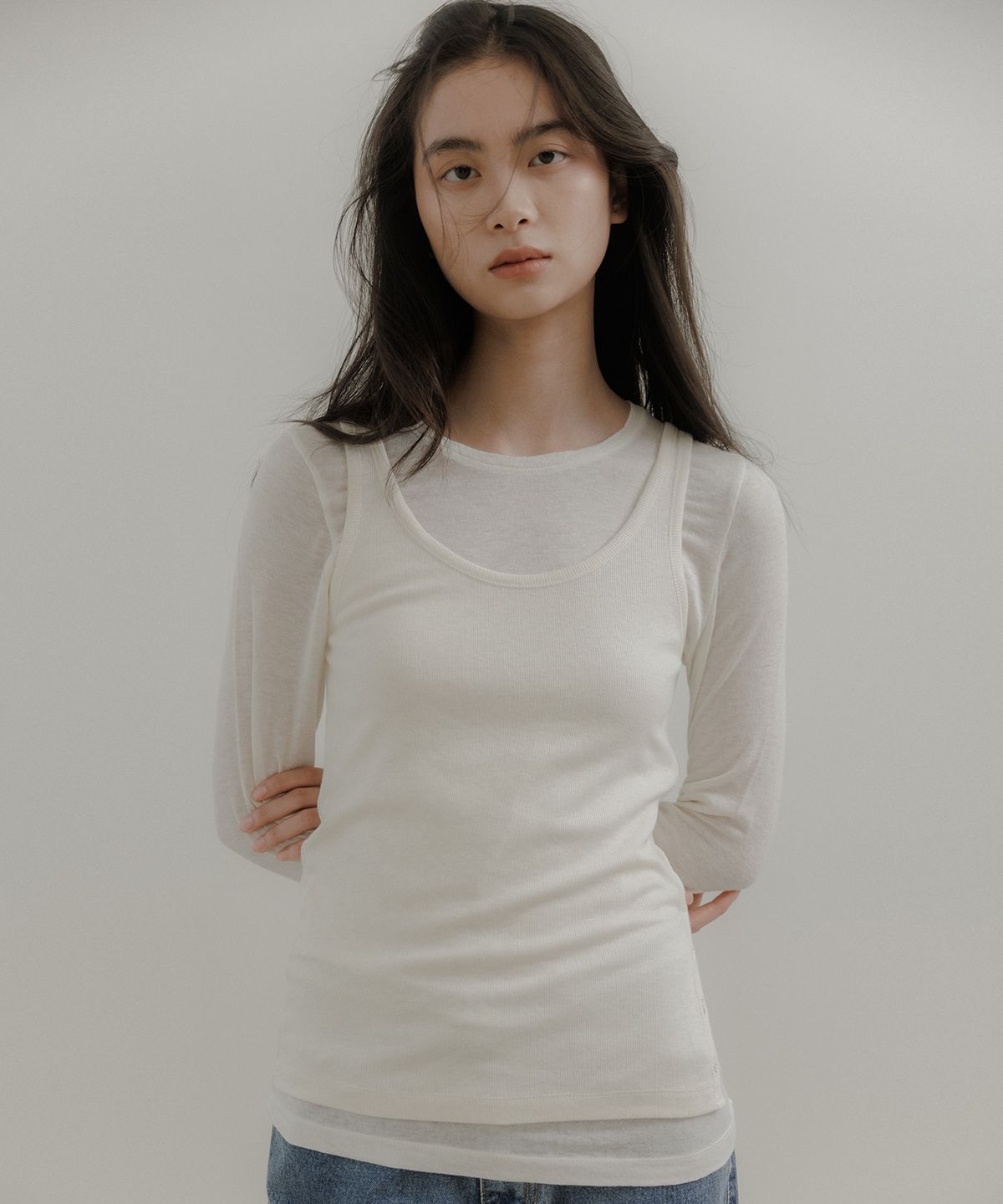 오어서울(AURE SEOUL) 뉴울 베이직 티셔츠 [아이보리]