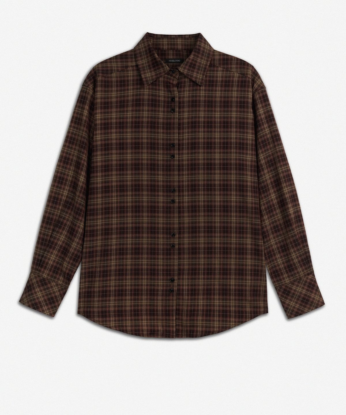 하우스 오브 폰드(HOUSE OF POND) Plaid Check Cross Button Shirt_Brown