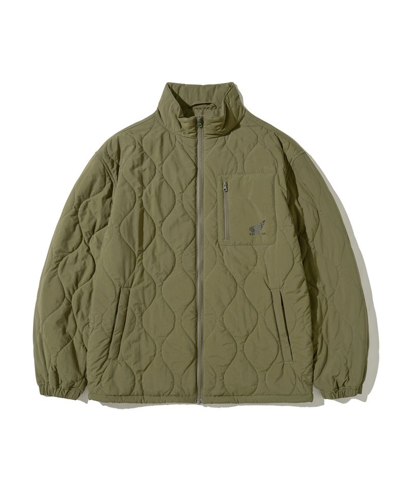 Quilting Collarless Jacket Khaki