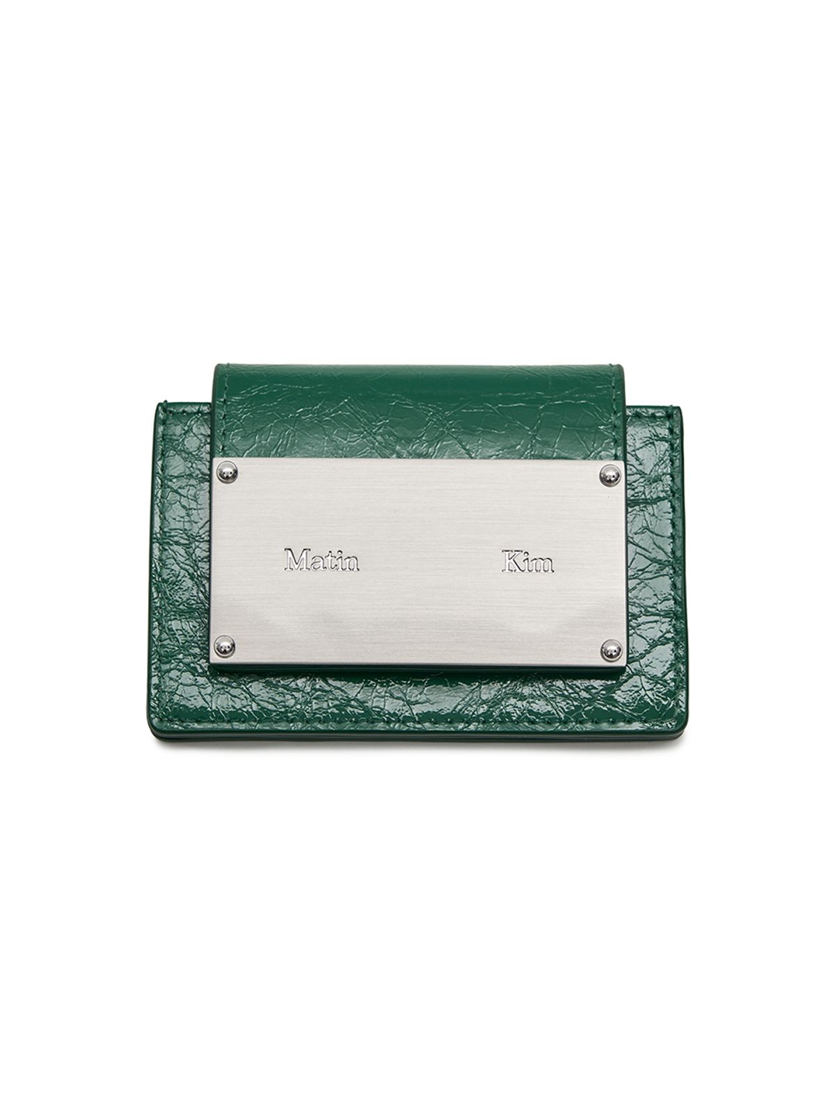 마뗑킴(MATIN KIM) GLAZED ACCORDION WALLET IN GREEN