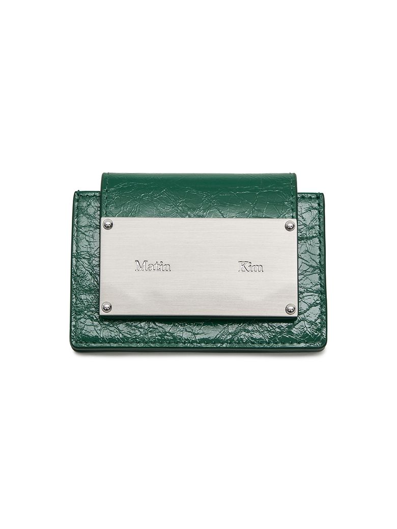 GLAZED ACCORDION WALLET IN GREEN