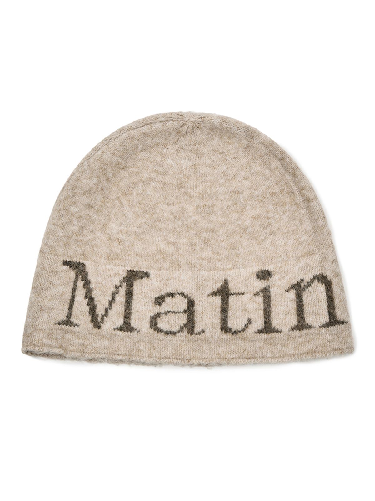마뗑킴(MATIN KIM) MATIN LOGO BOUCLE KNIT BEANIE IN BEIGE