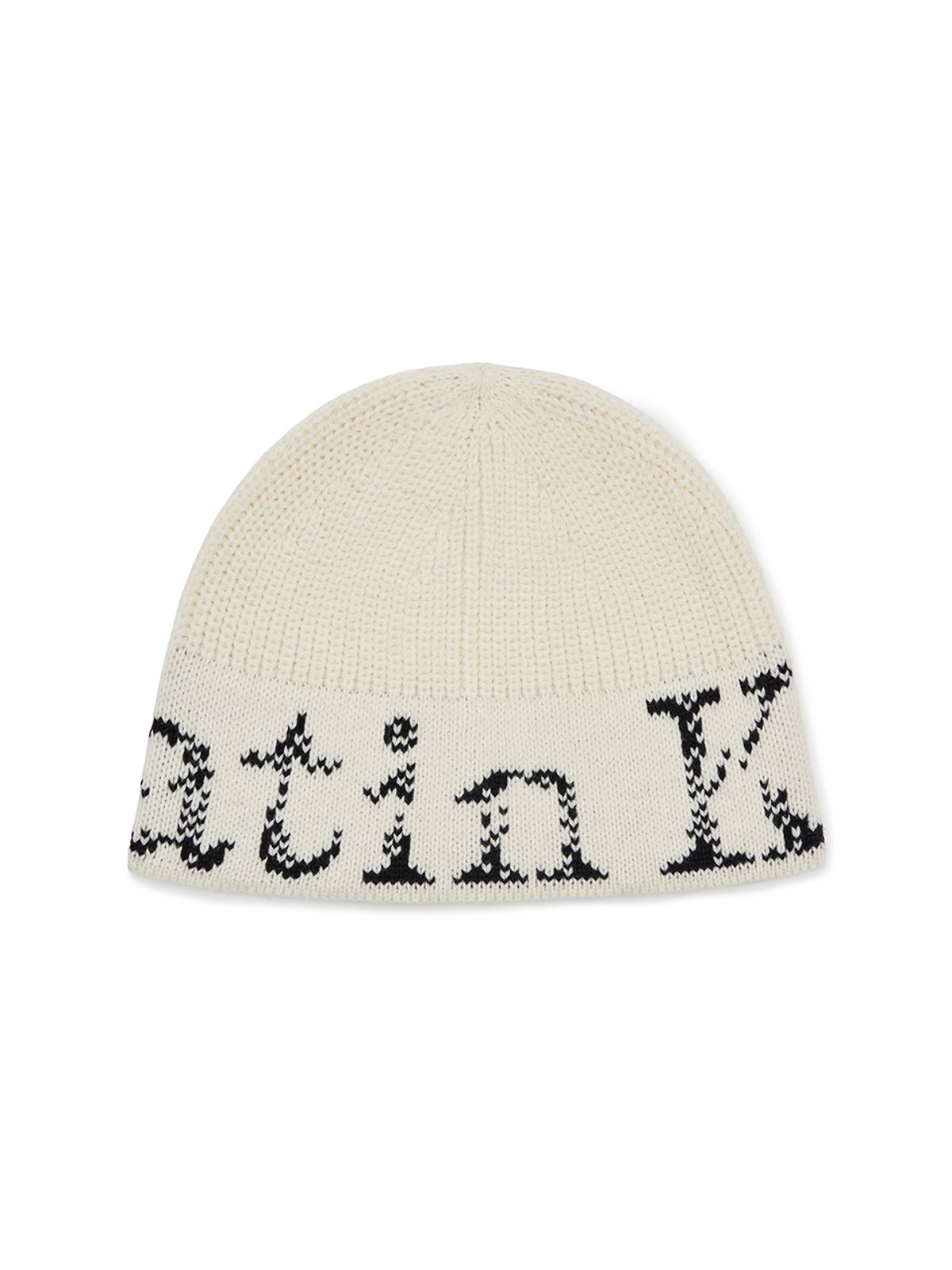 마뗑킴(MATIN KIM) CRACKED LOGO BUCKET BEANIE IN IVORY