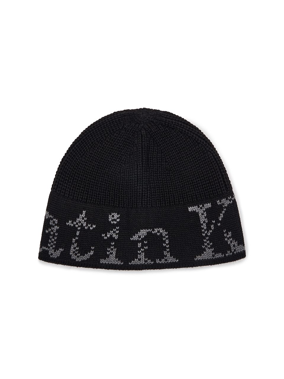 MUSINSA | MATIN KIM CRACKED LOGO BUCKET BEANIE IN BLACK