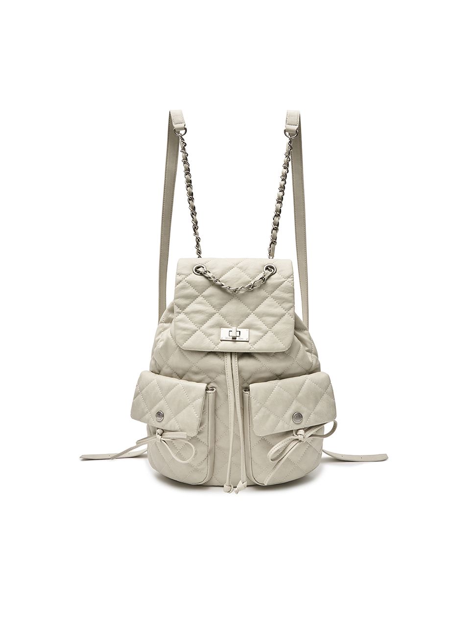 MUSINSA公式 | MATIN KIM DOUBLE POCKET QUILTING BACKPACK IN LIGHT BEIGE