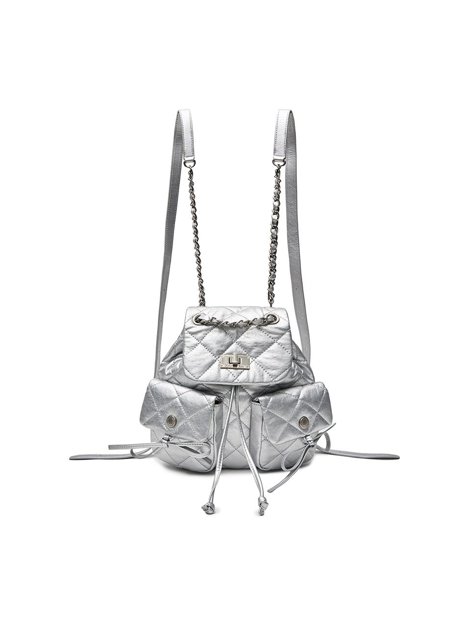 MUSINSA | MATIN KIM DOUBLE POCKET QUILTING MINI BACKPACK IN SILVER