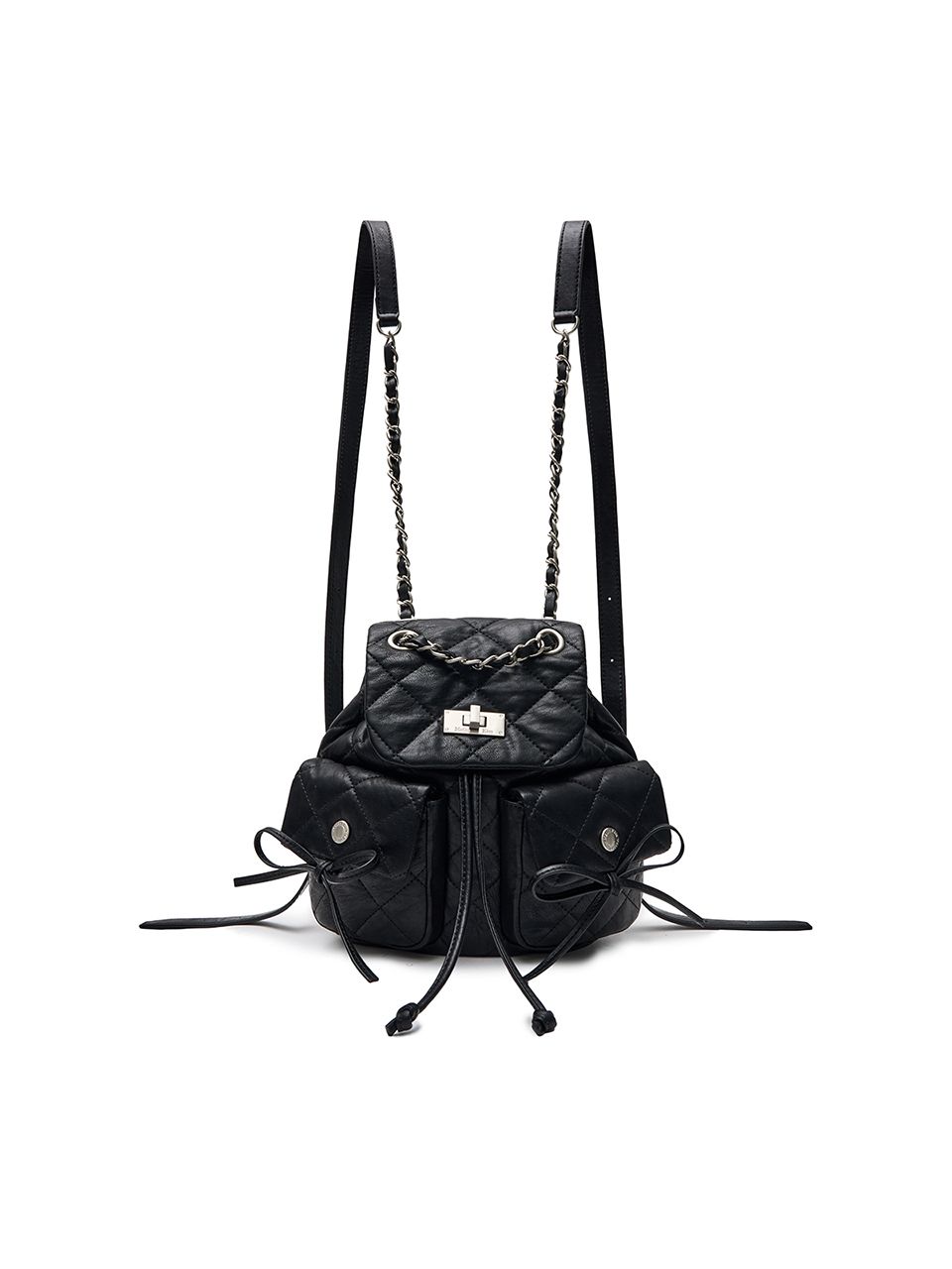 MUSINSA | MATIN KIM DOUBLE POCKET QUILTING MINI BACKPACK IN BLACK