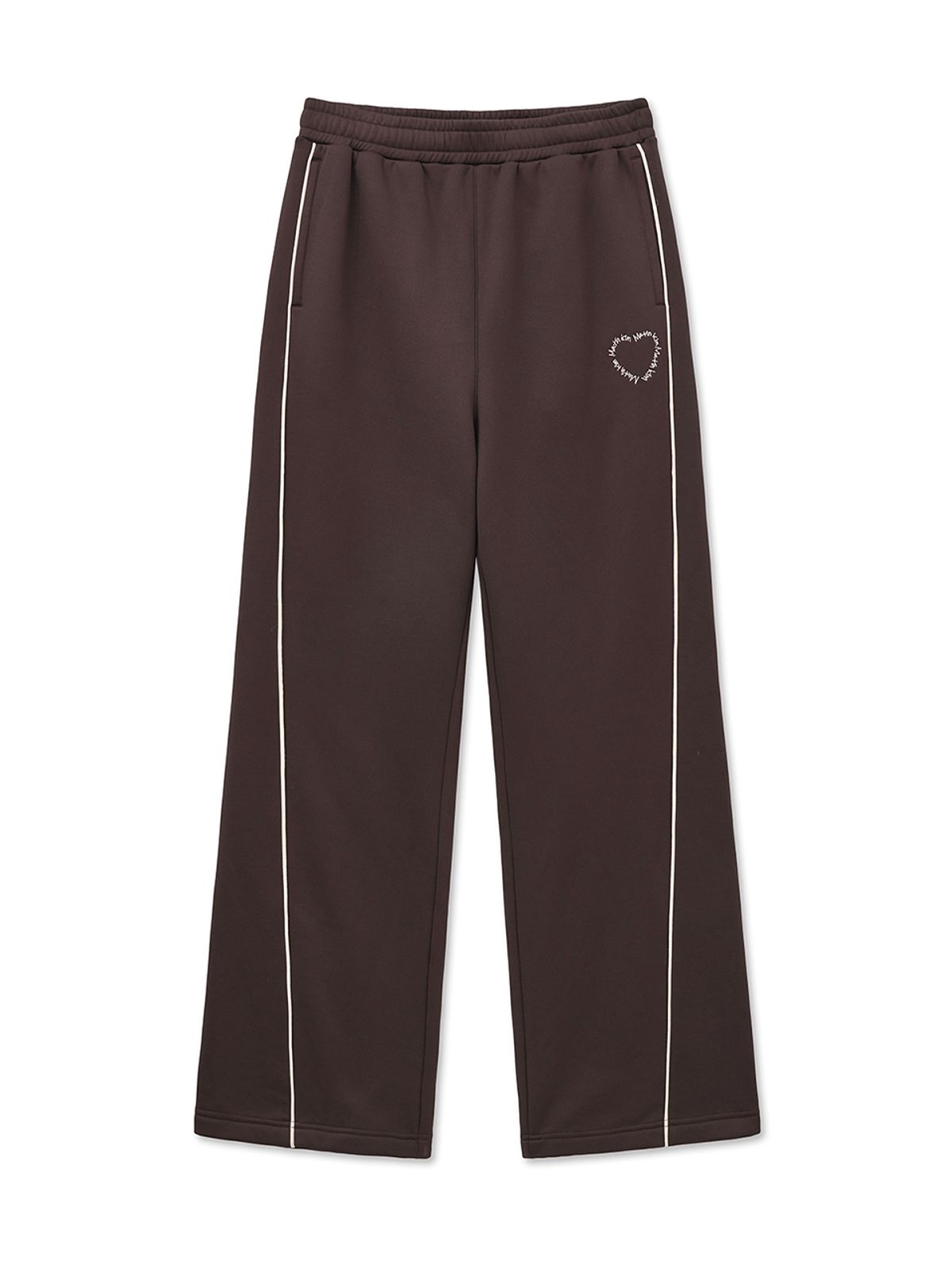 마뗑킴(MATIN KIM) HEART LOGO TRACK PANTS IN BROWN