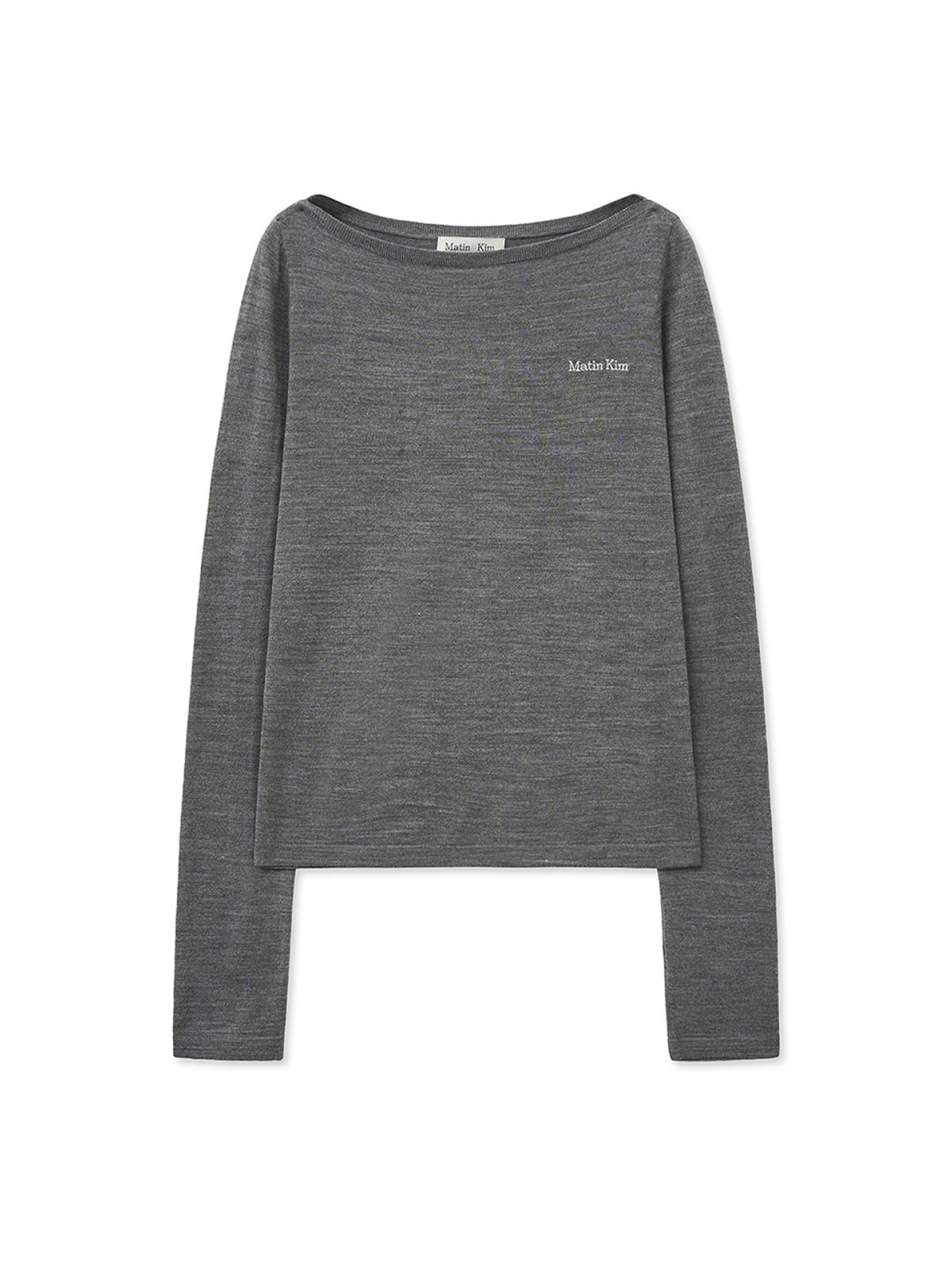 마뗑킴(MATIN KIM) ESSENTIAL BOAT NECK KNIT TOP IN GREY