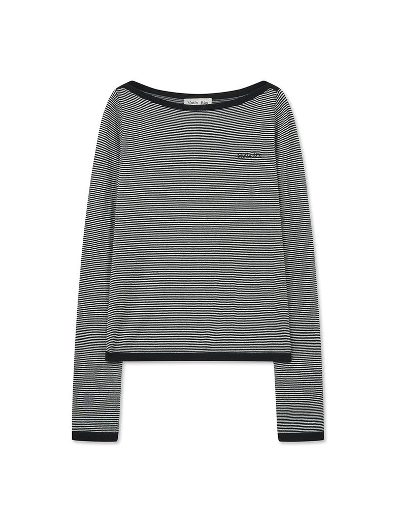 ESSENTIAL BOAT NECK KNIT TOP IN BLACK