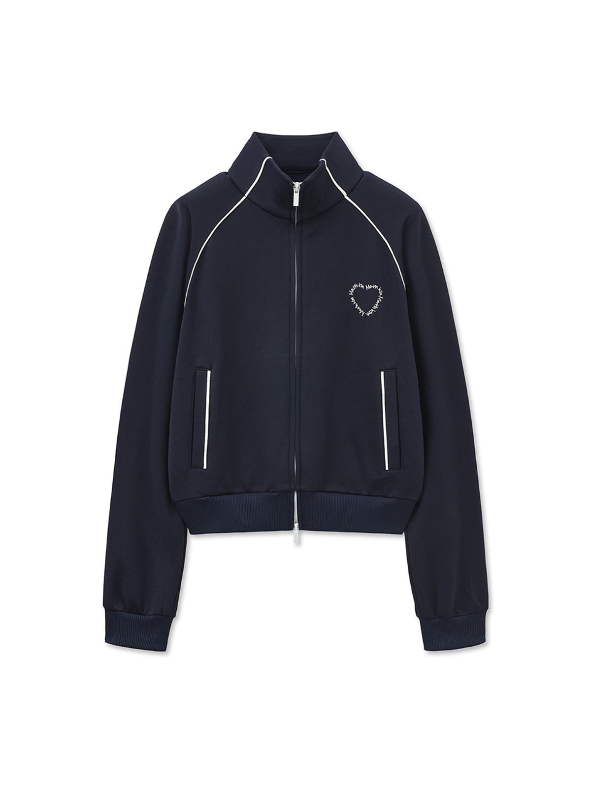마뗑킴(MATIN KIM) HEART LOGO TRACK JUMPER IN NAVY