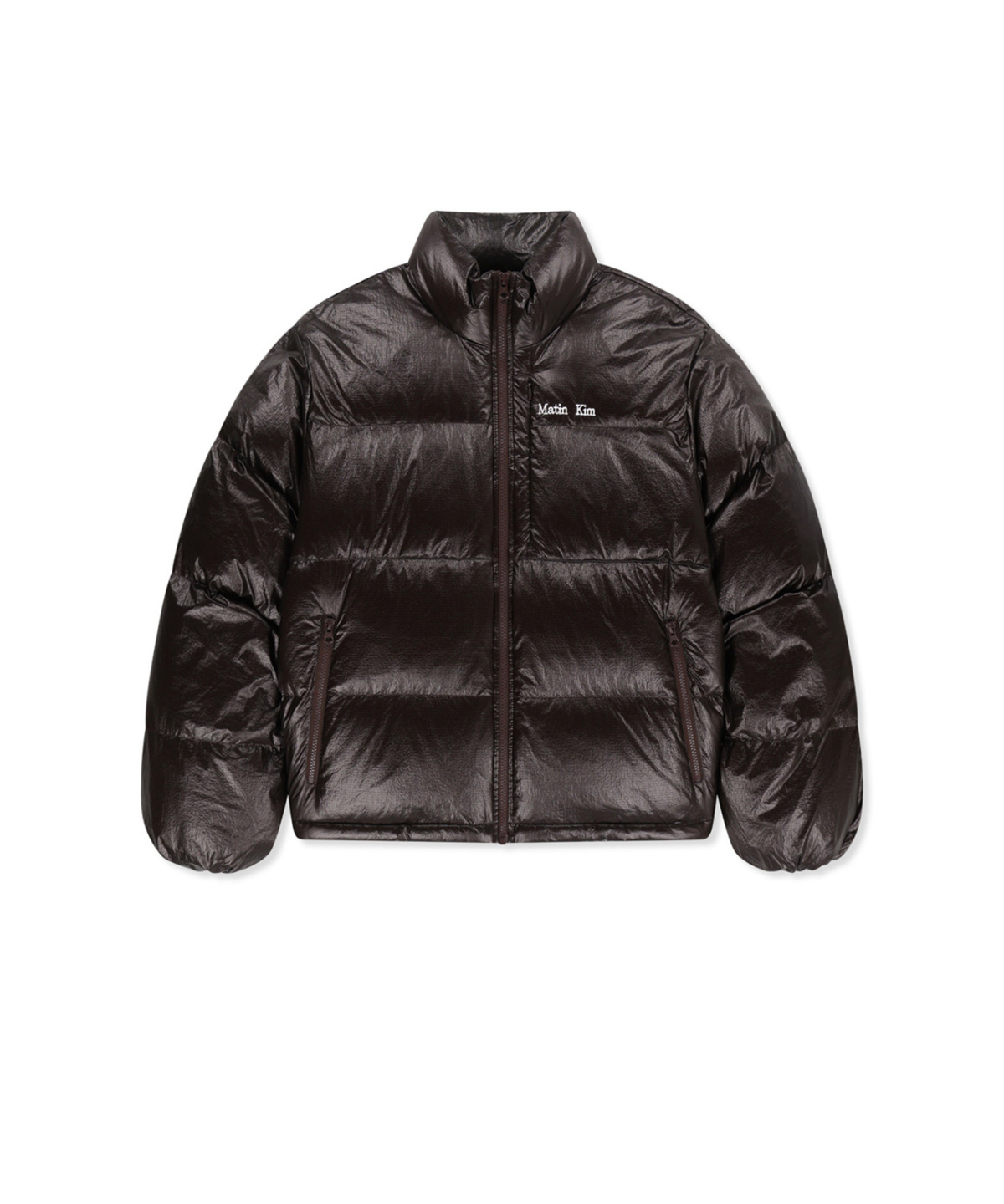 마뗑킴(MATIN KIM) SMALL LOGO VOLUME DOWN JUMPER IN DARK BROWN