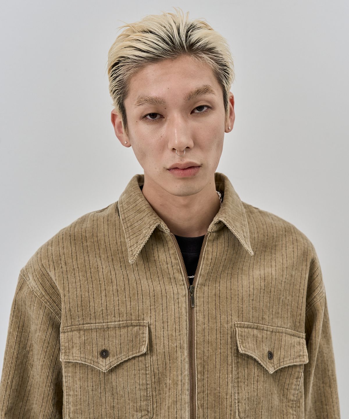 누아클레(NUAKLE) (m) 피그먼트 코드 셔츠_메이플