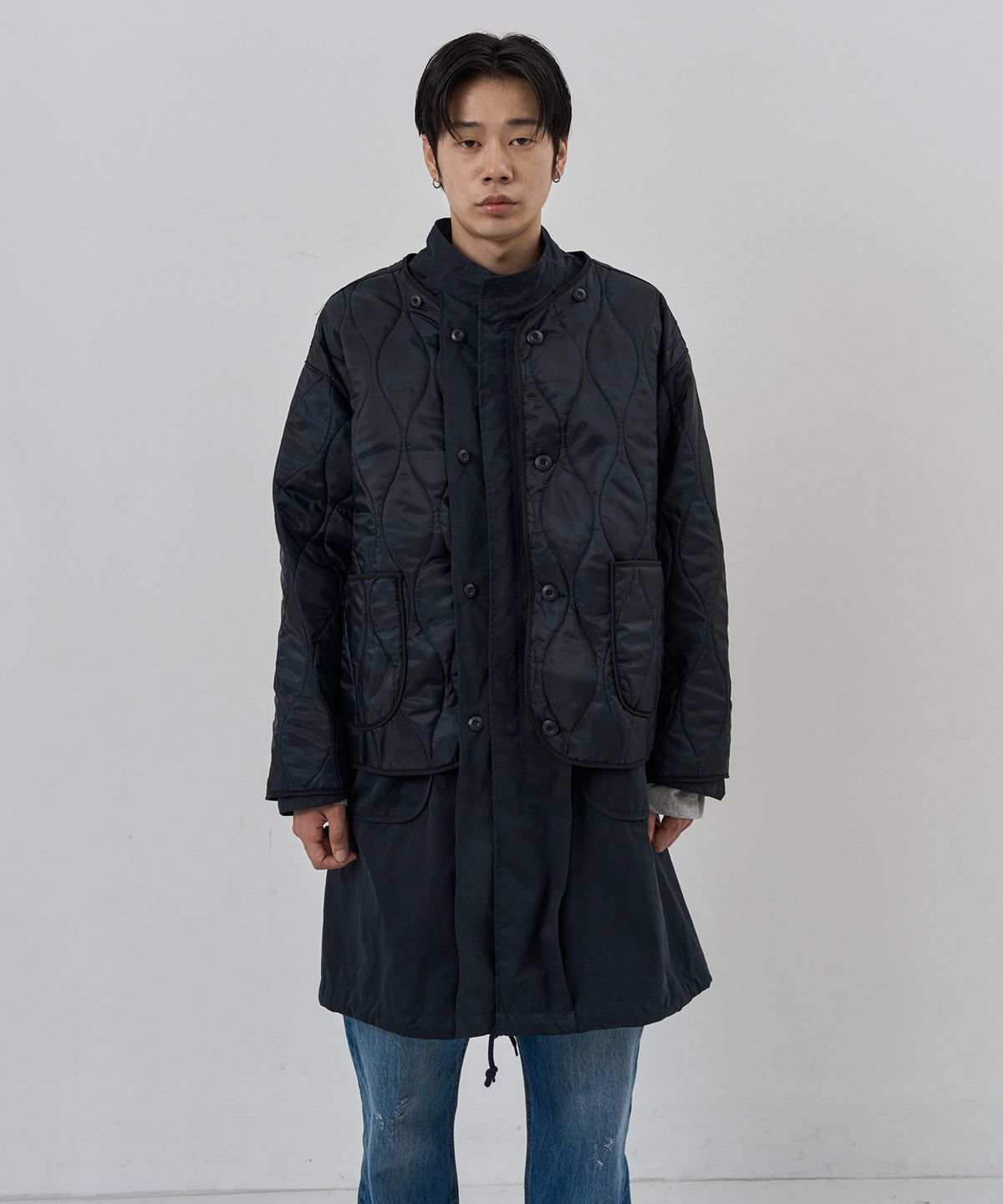 누아클레(NUAKLE) (m) 더블 레이어 필드 파카_네이비