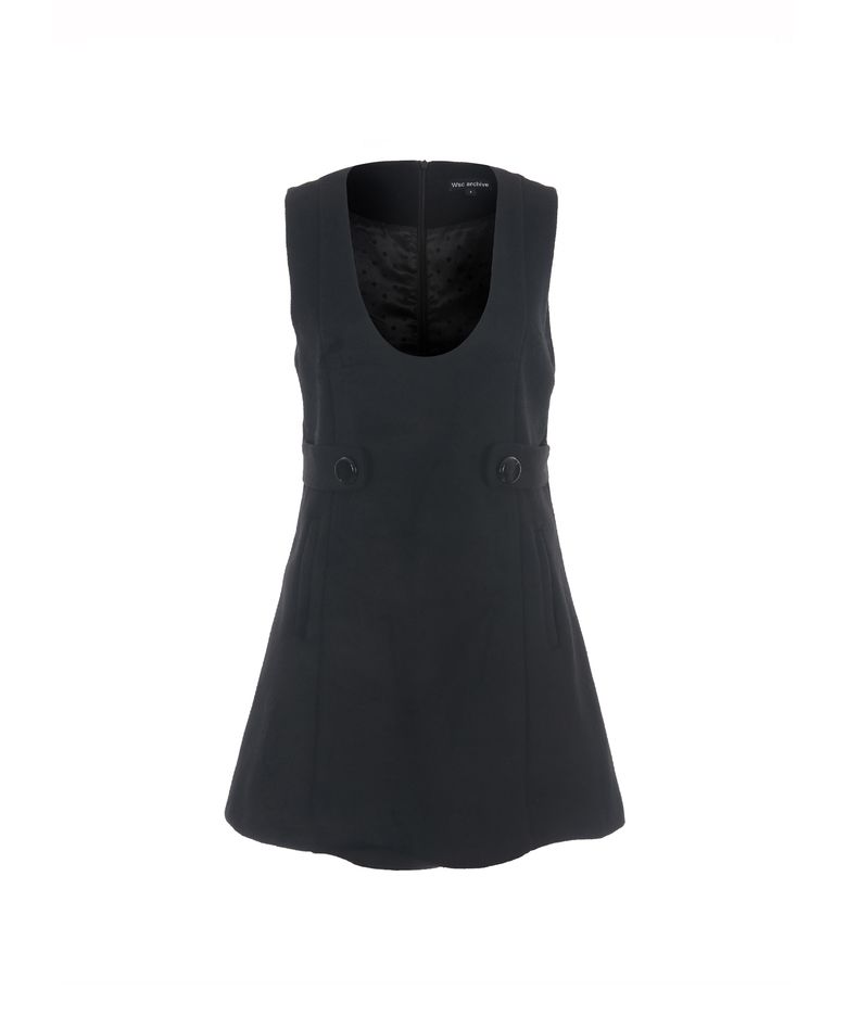 Wool button mini dress 001