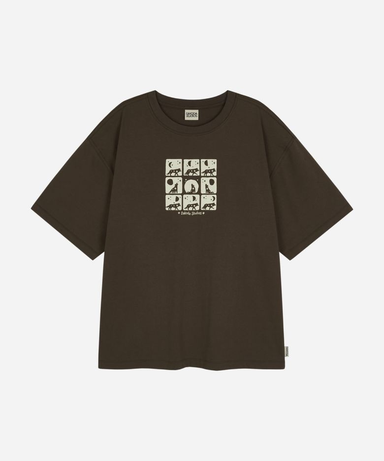 어덜트 하울링 티셔츠_화이트, 브라운