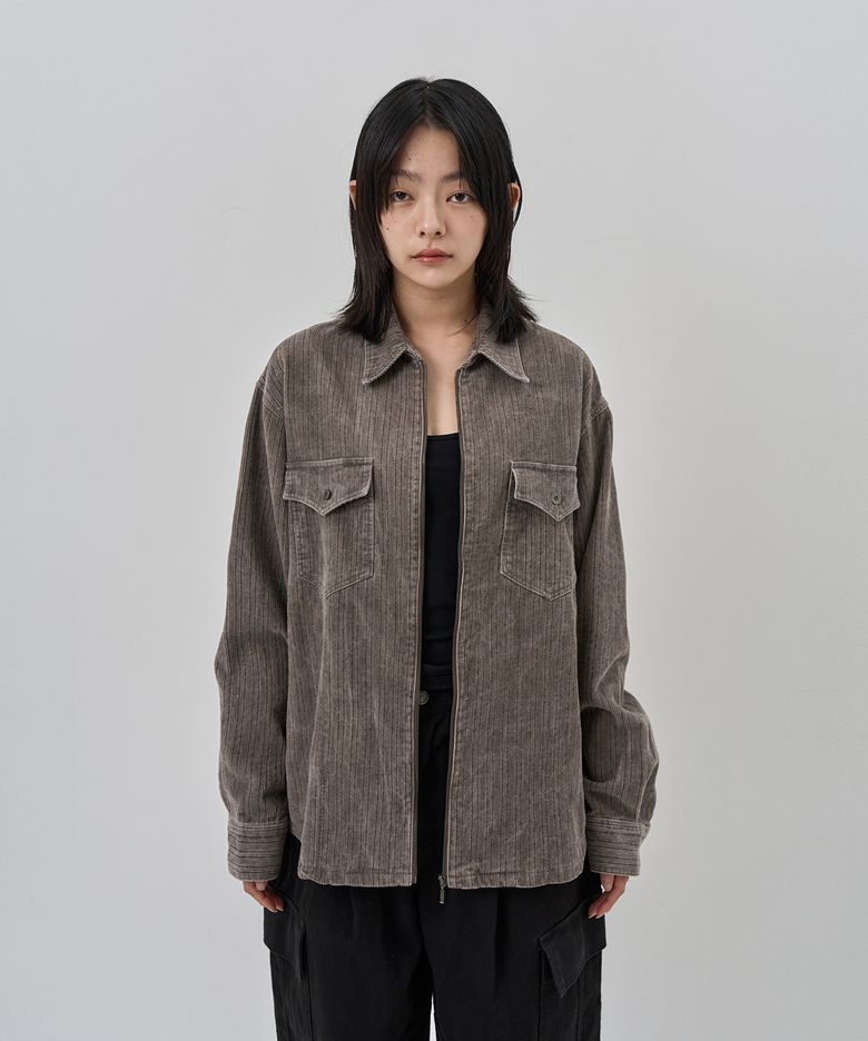 (w) 피그먼트 코드 셔츠_빈티지 그레이