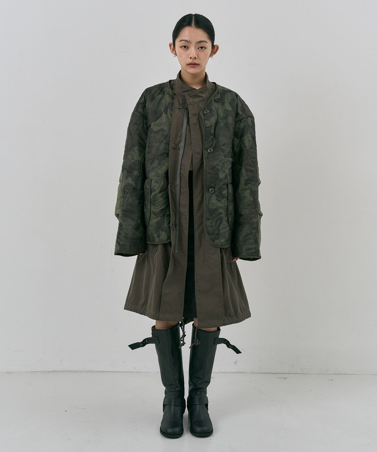 누아클레(NUAKLE) (w) 더블 레이어 필드 파카_카키