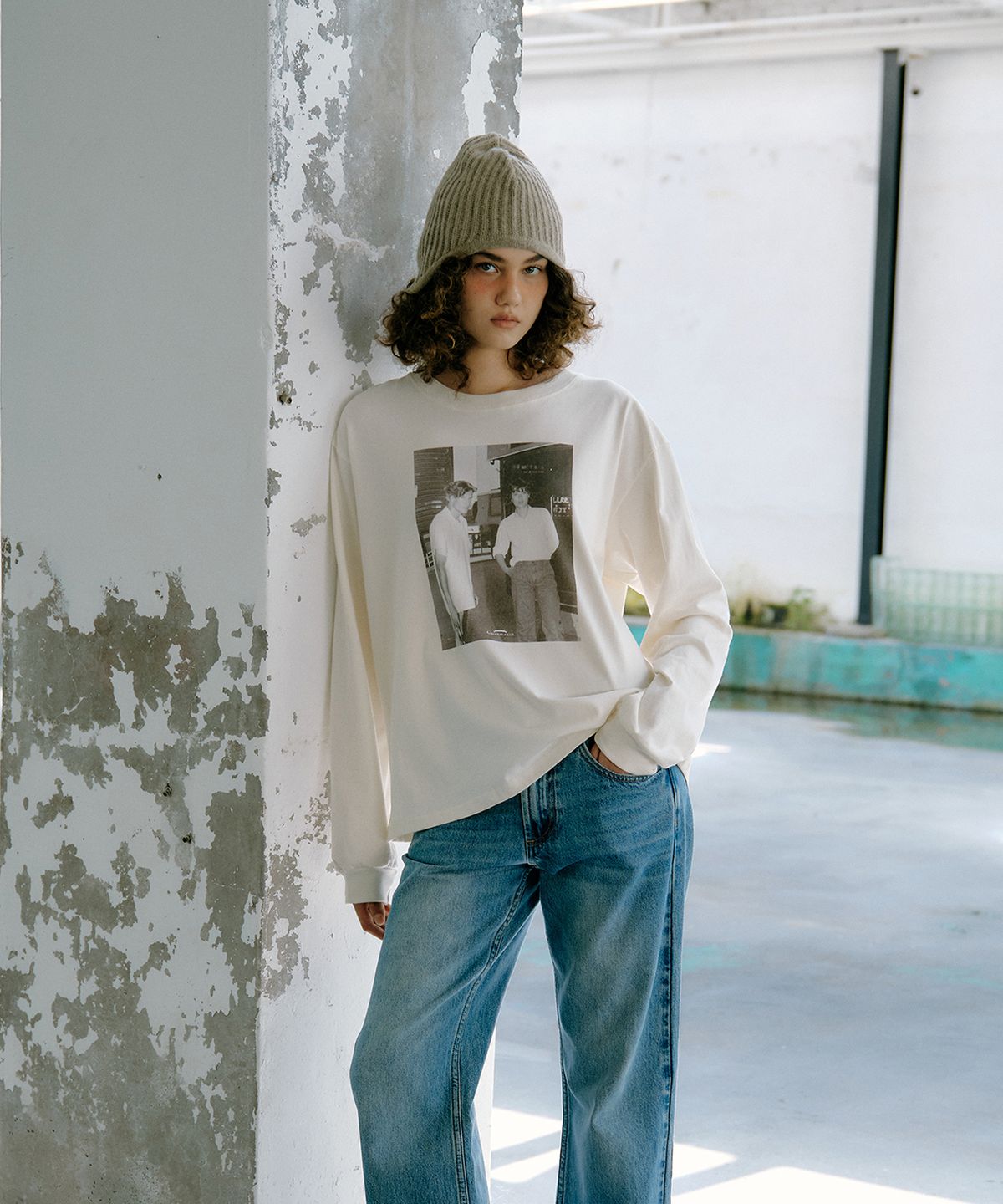 그린버터(GREENBUTTER) Monochrome Pigment tee (L/Beige)