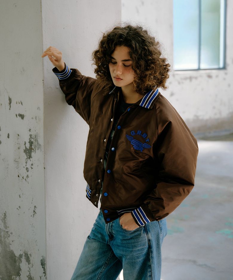 Quilted Varsity Jacket (Brown)