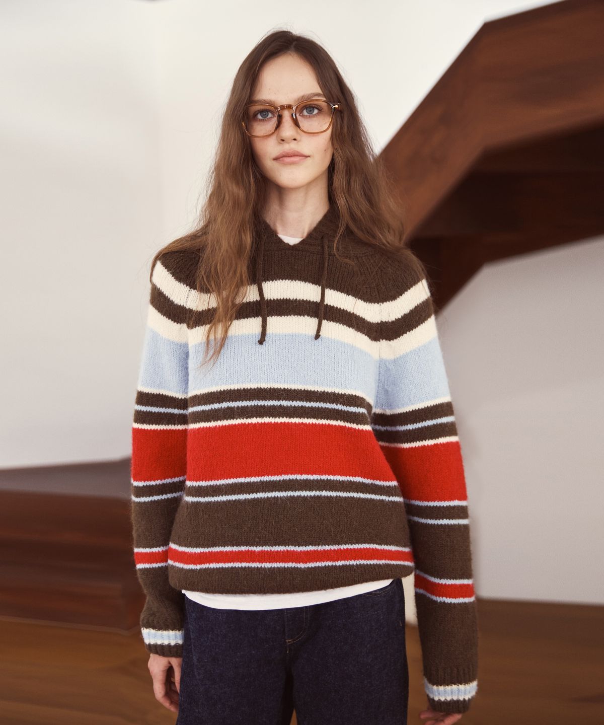 오픈도어스튜디오(OPENDOORSTUDIO) retro hood knit brown
