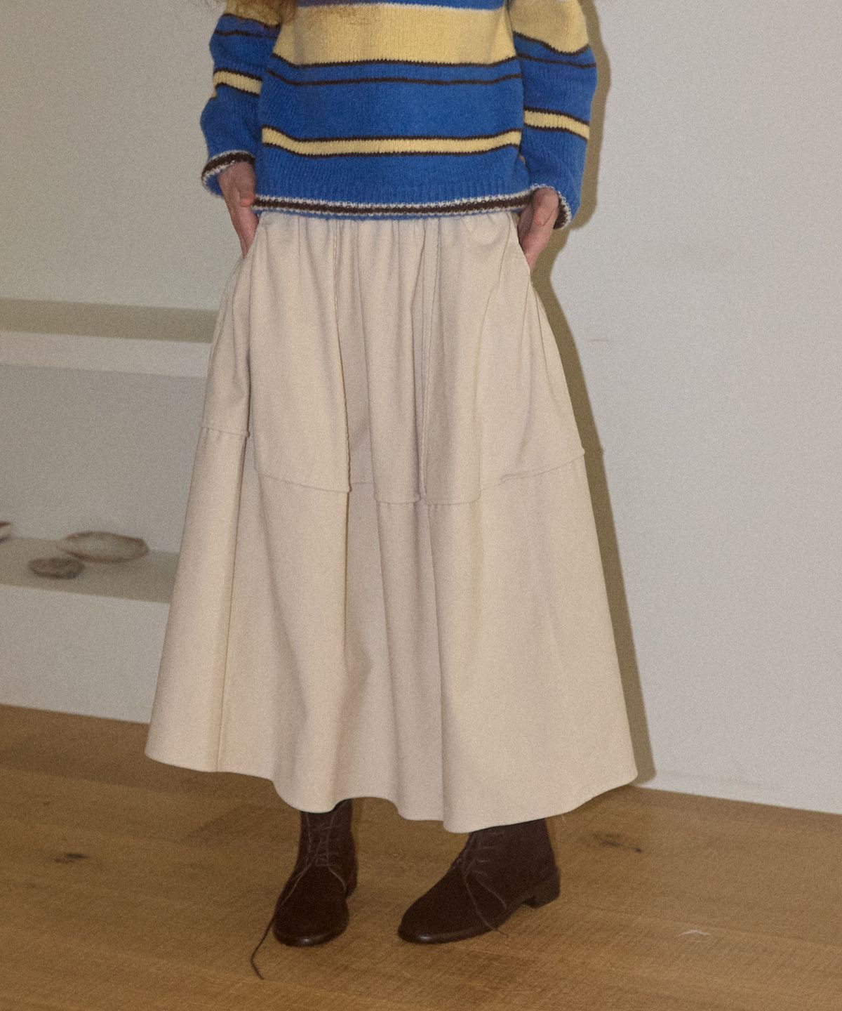 오픈도어스튜디오(OPENDOORSTUDIO) volume corduroy skirt ivory