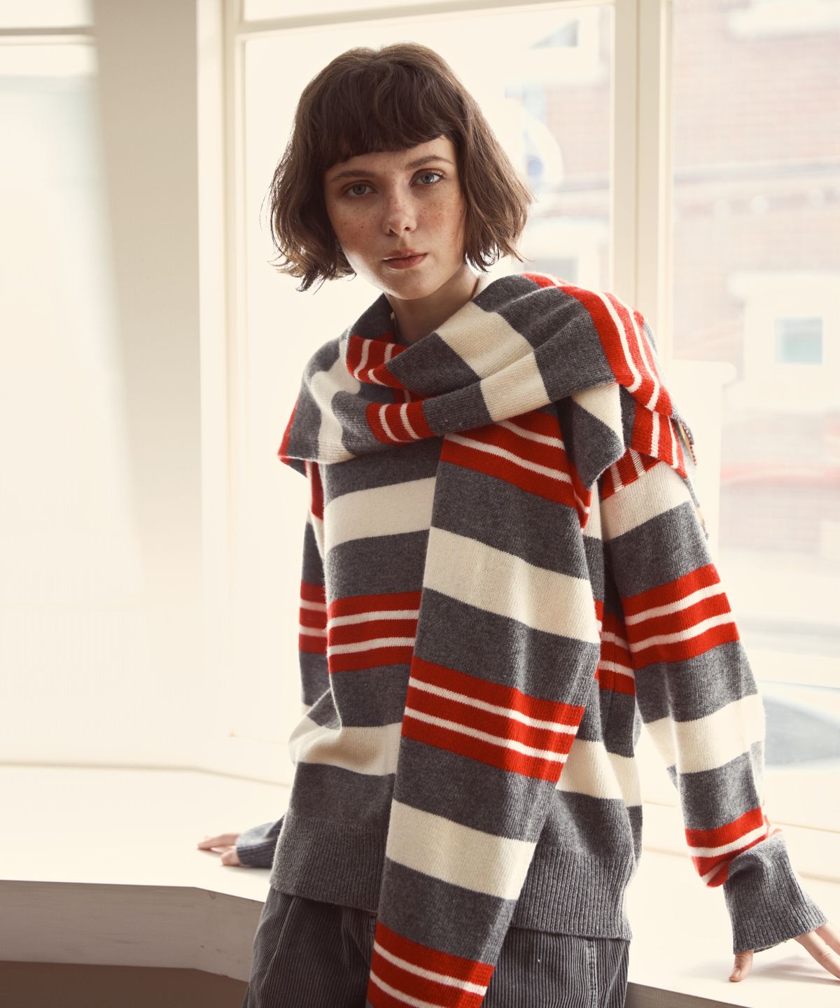 오픈도어스튜디오(OPENDOORSTUDIO) loop stripe pullover red