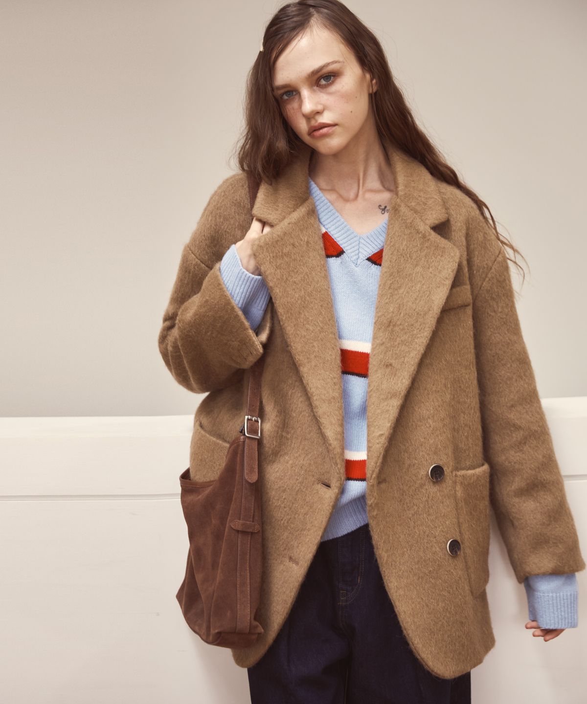 오픈도어스튜디오(OPENDOORSTUDIO) Over-fit Half Two Button Jacket  beige
