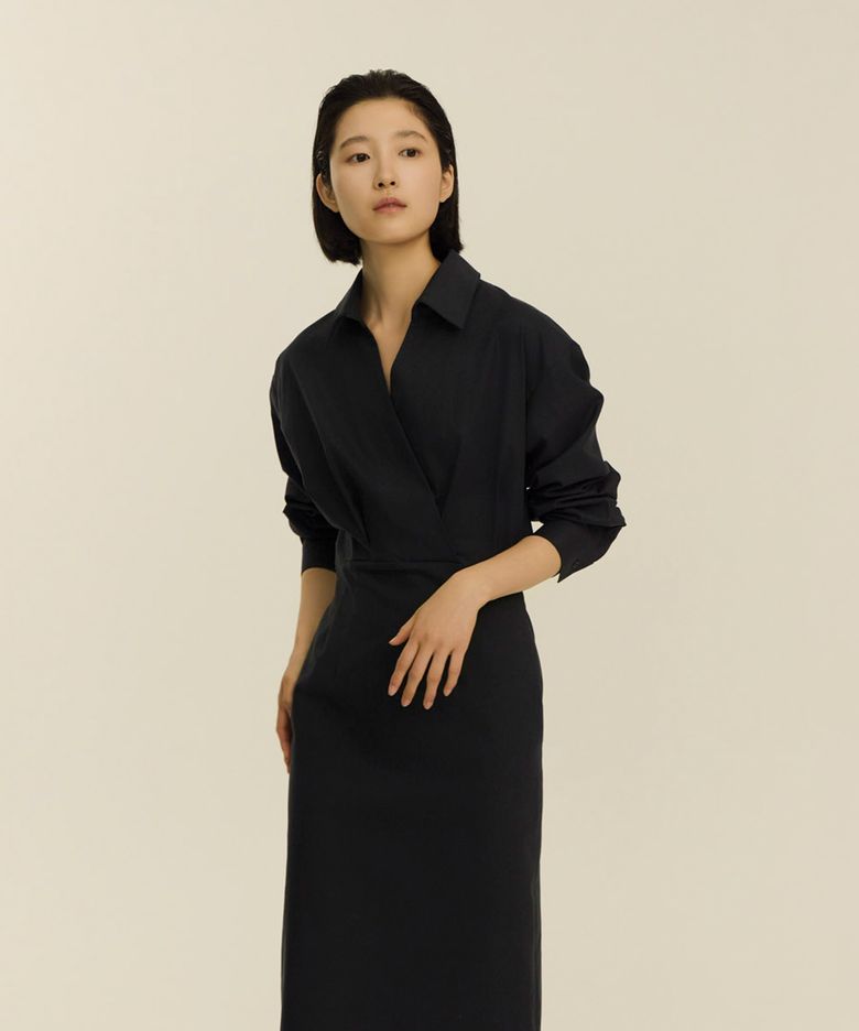 high waist shirt dress_navy