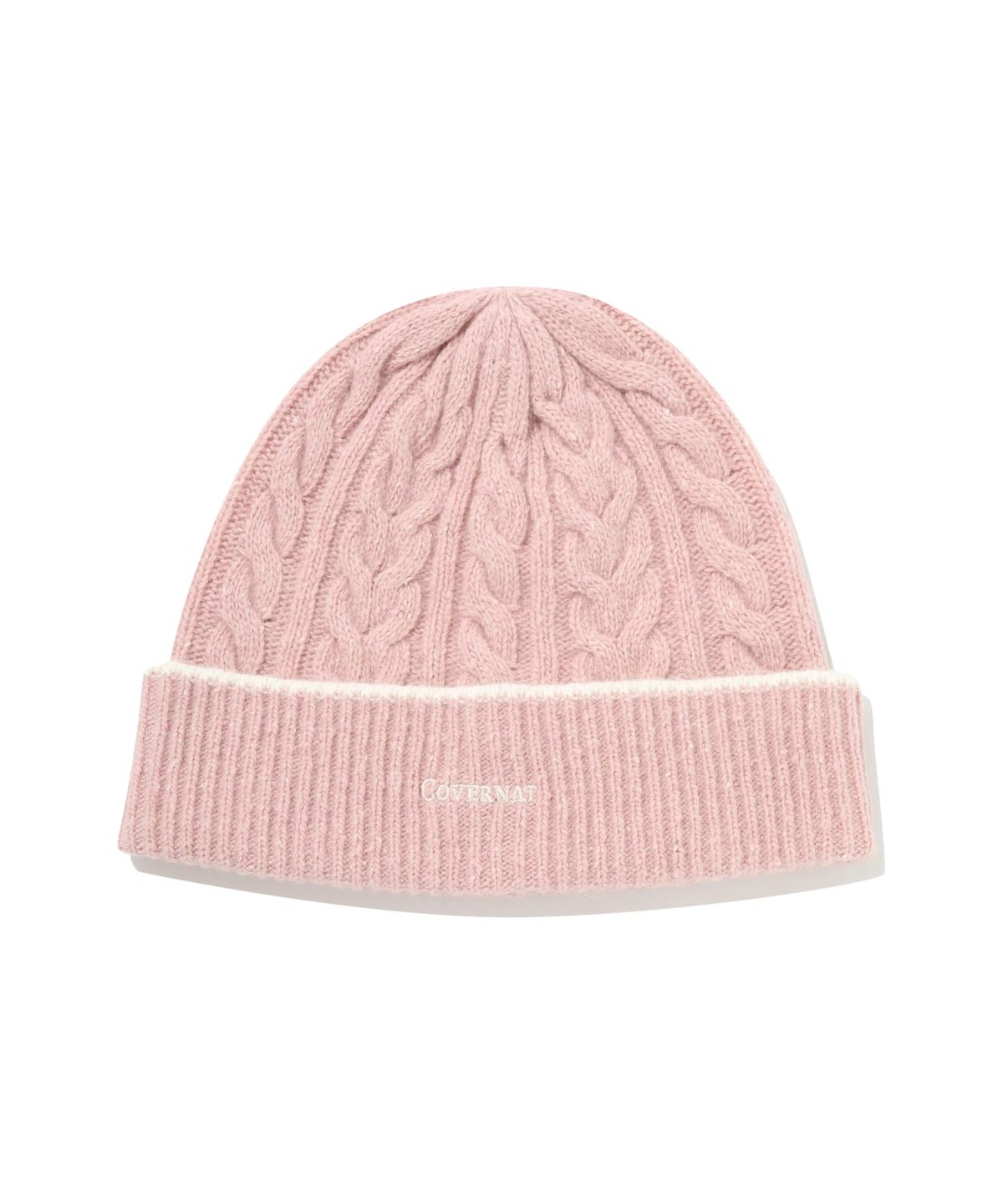 커버낫(COVERNAT) 로고 케이블 램스울 비니 Pink