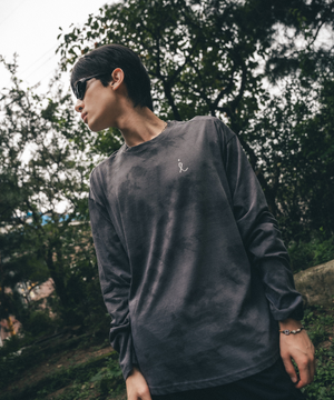 공용 타이다이 긴팔 러닝 티셔츠 그레이