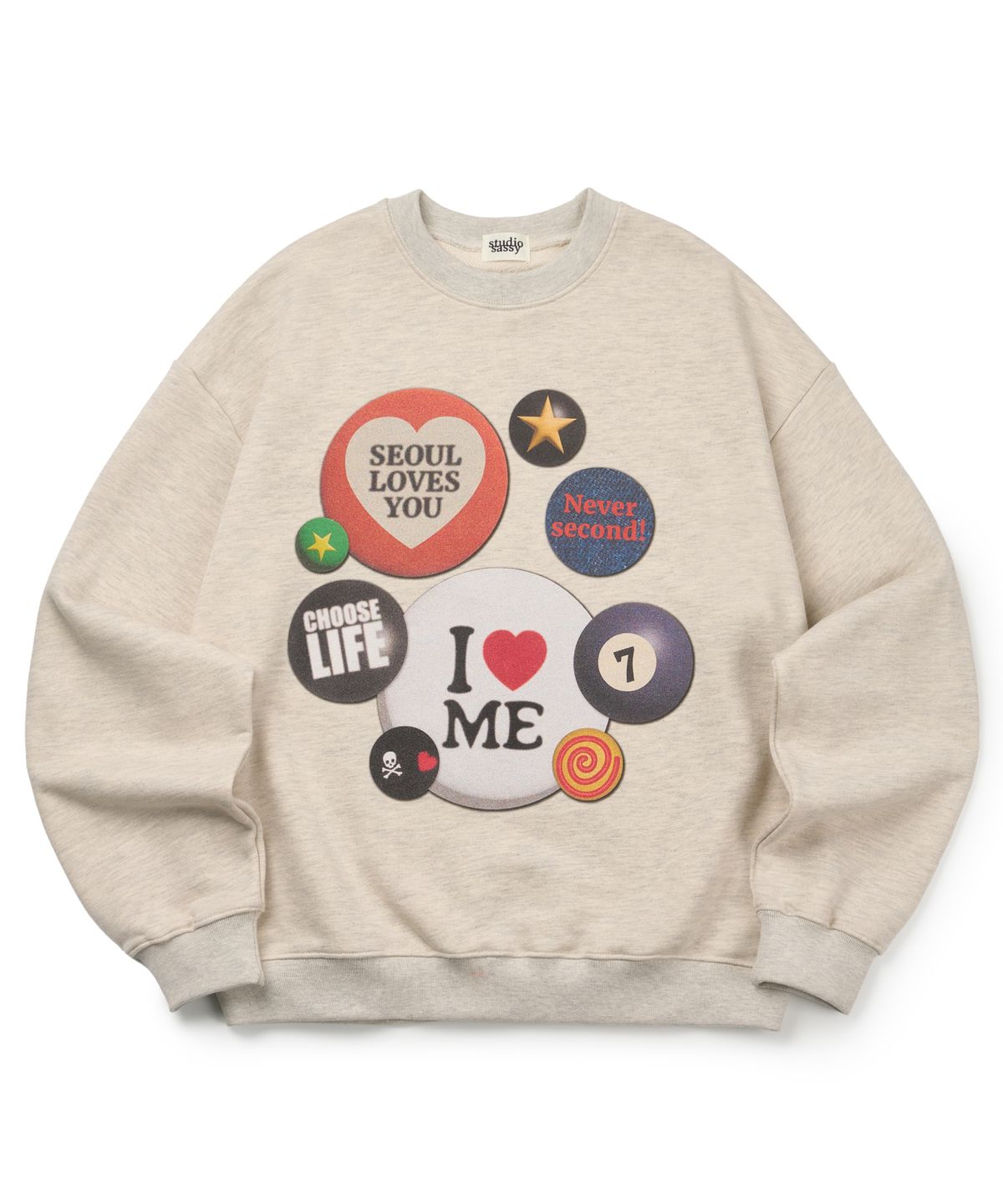 유얼쎄시(YOUR SASSY) Patch Jam Sweatshirt (OATMEAL)