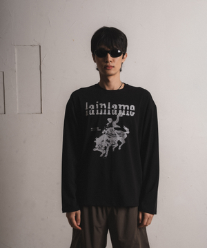 공용 cowboy 긴팔 러닝 티셔츠 블랙