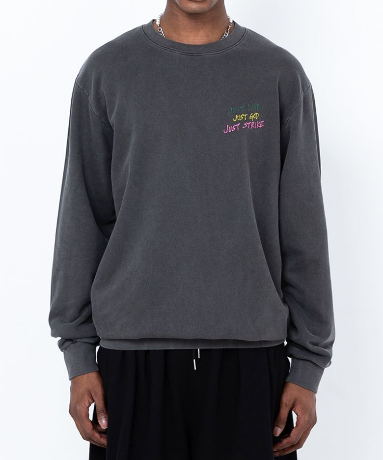 Just Pigment Washed Sweatshirt (CHARCOAL)