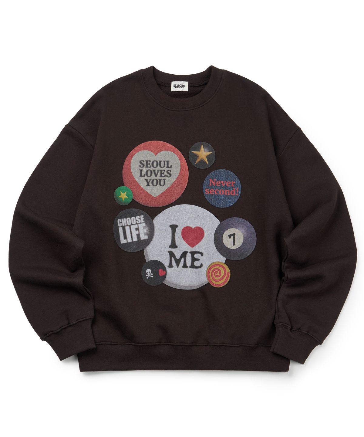 유얼쎄시(YOUR SASSY) Patch Jam Sweatshirt (DEEP BROWN)