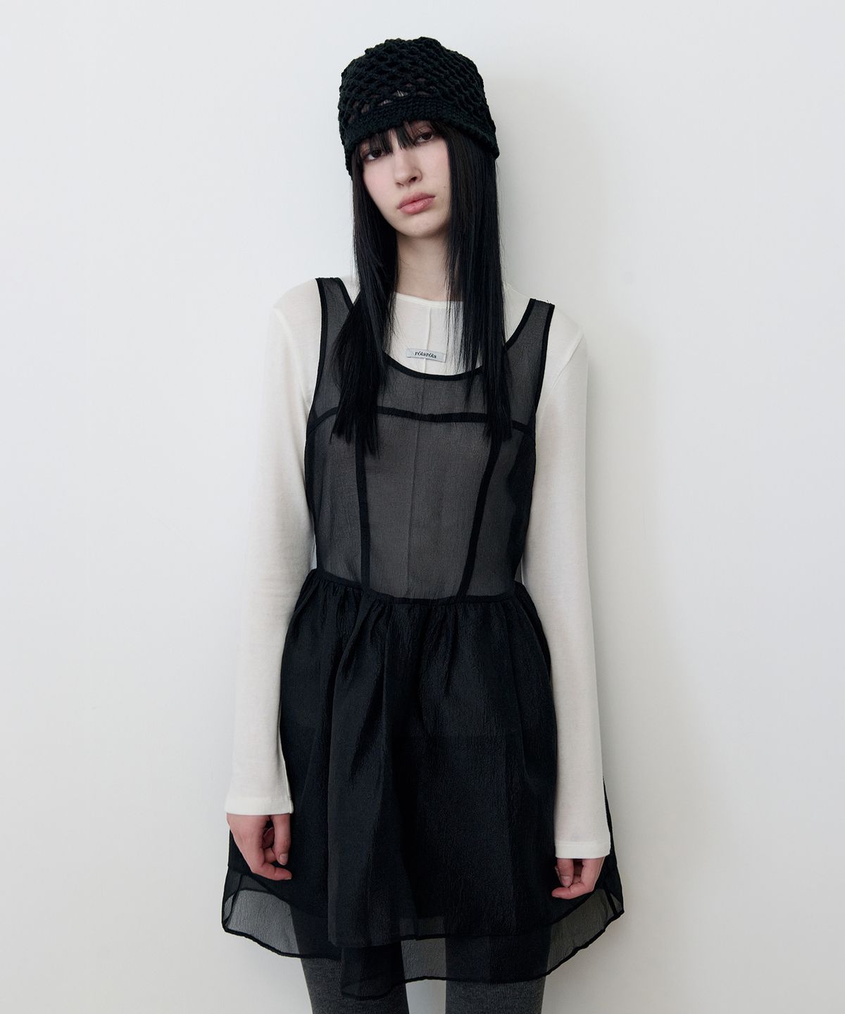 로라로라(ROLAROLA) ORGANZA RIBBON MINI ONEPIECE BLACK
