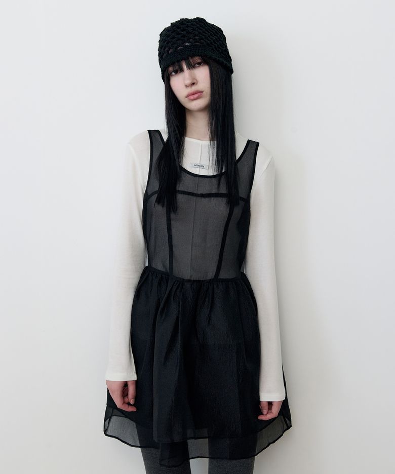 ORGANZA RIBBON MINI ONEPIECE BLACK