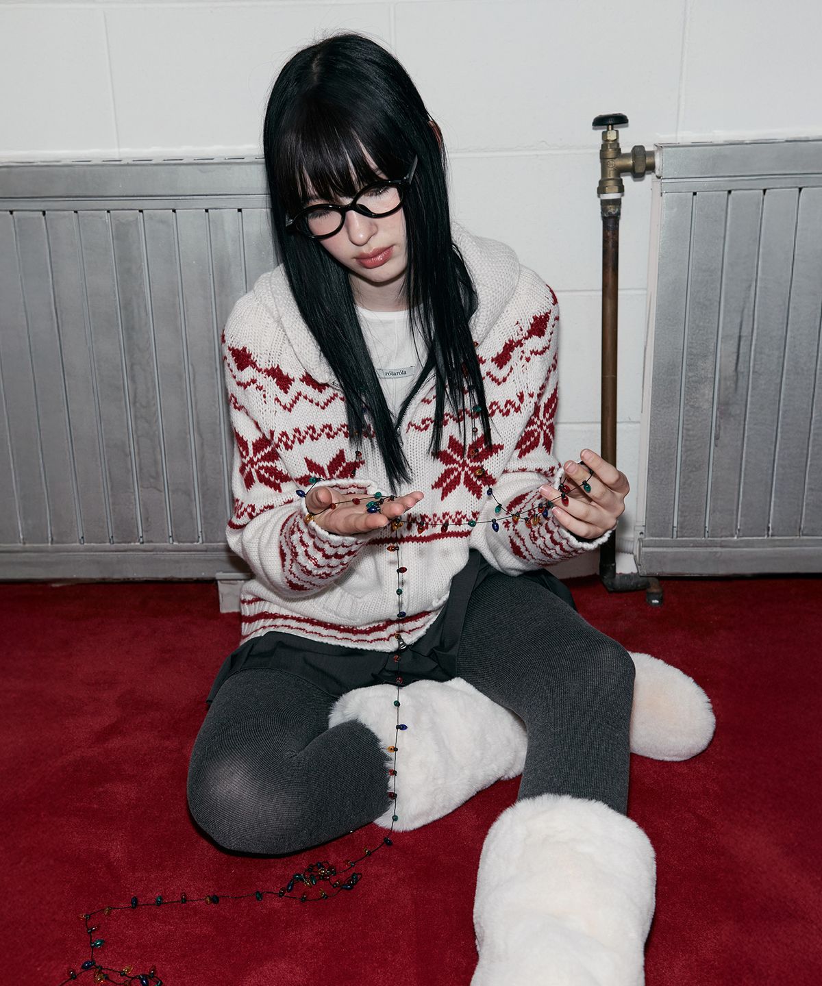 로라로라(ROLAROLA) TWOWAY SNOW ZIP-UP KNIT IVORY