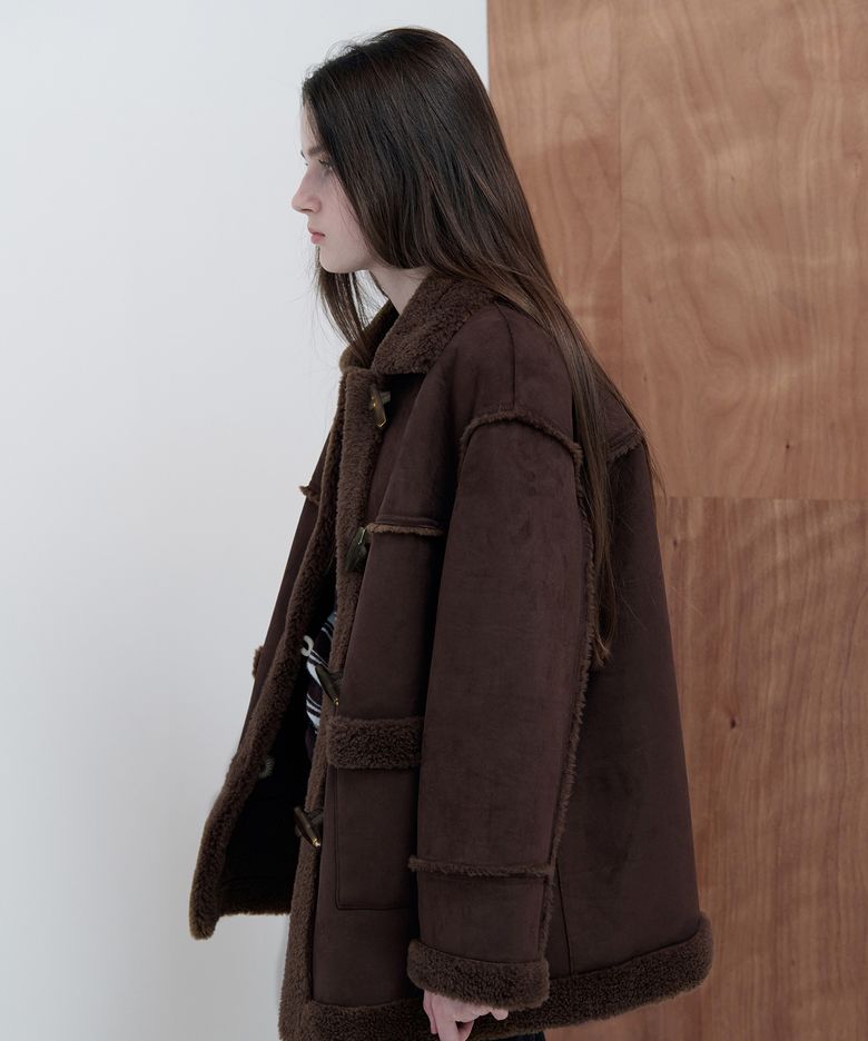 SUEDE MUSTANG HALF JACKET BROWN