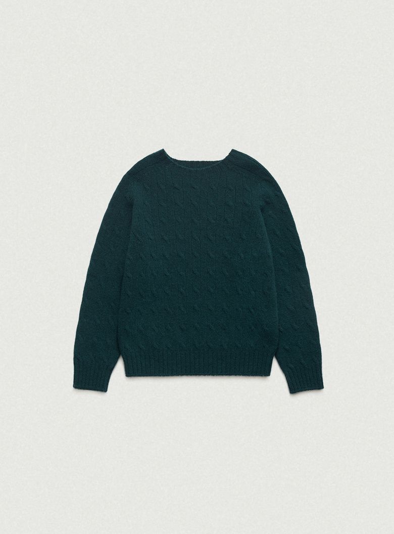Oversized Shaggy Dog Knit Sweater_Green