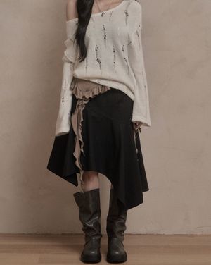 Unbalanced Midi Skirt (black)