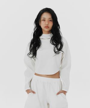 와플 우먼스 트레일 크롭 래글런 후디-아이보리