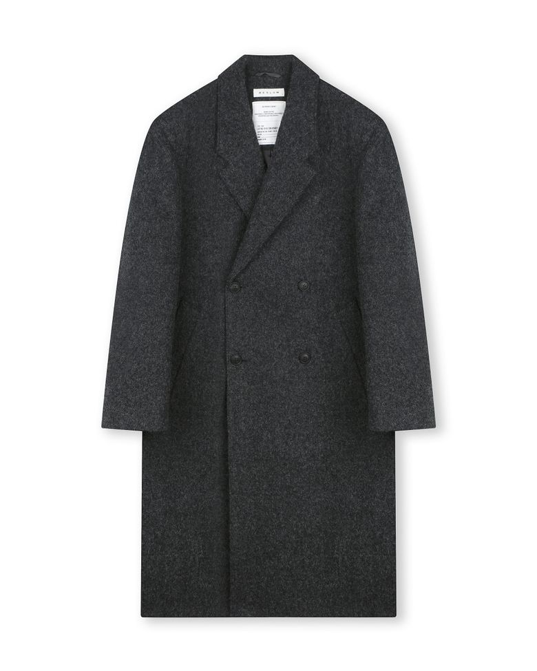 DOUBLE BREASTED ALPACA MAXI COAT MELANGE CHARCOAL