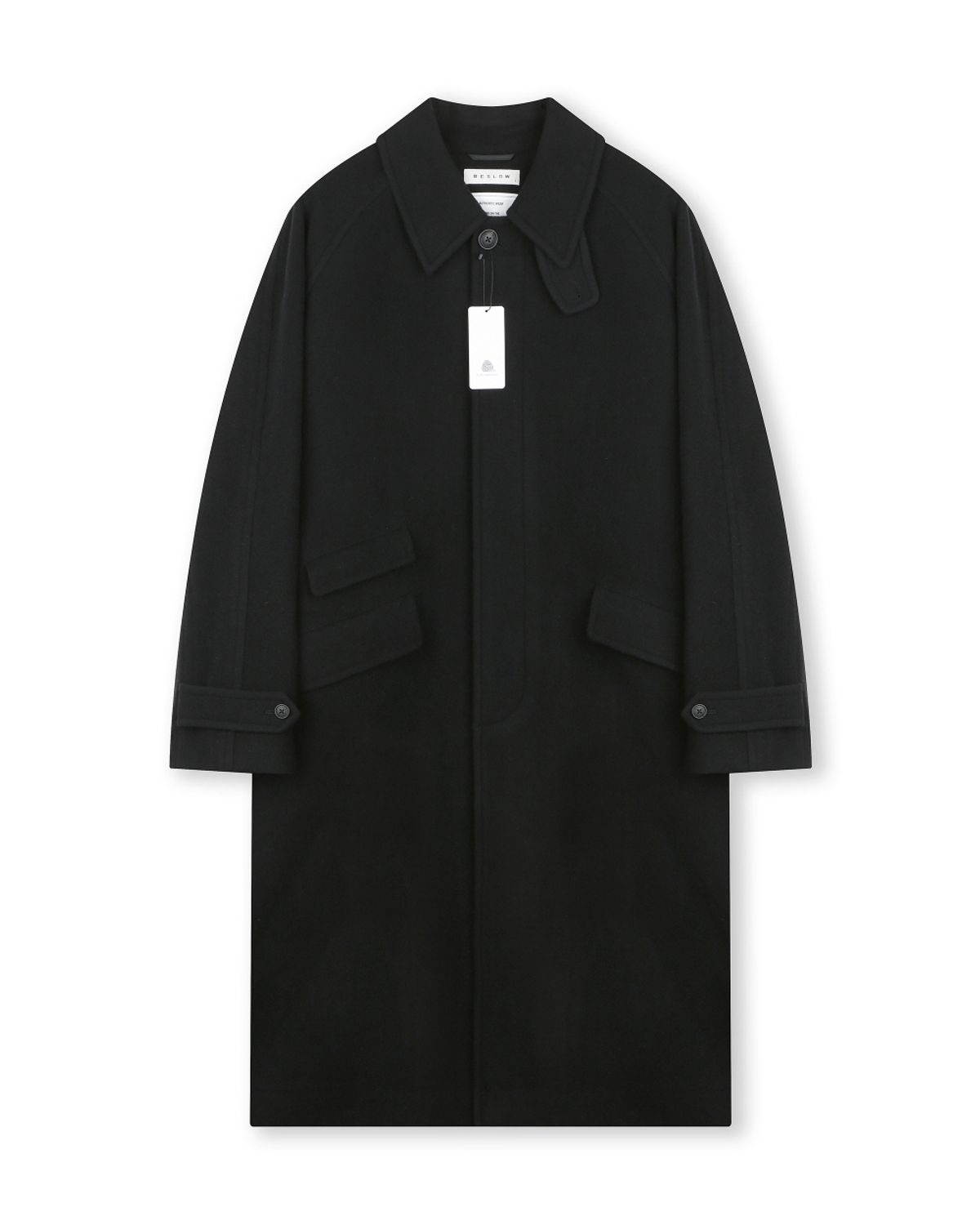 비슬로우(BESLOW) OVERSIZED TEXTURED CASHMERE BALMACAAN COAT BLACK