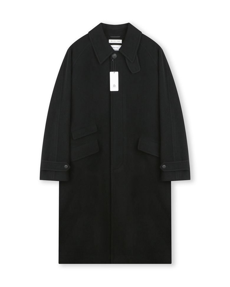 OVERSIZED TEXTURED CASHMERE BALMACAAN COAT BLACK