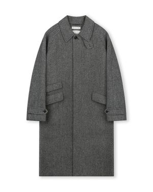 OVERSIZED HERRINGBONE ALPACA BALMACAAN COAT GREY HERRINGBONE