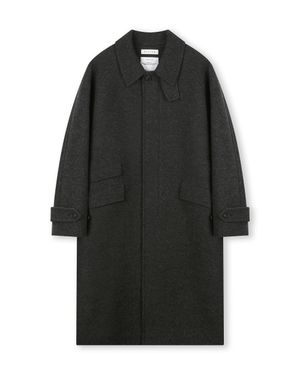 OVERSIZED HERRINGBONE ALPACA BALMACAAN COAT CHARCOAL HERRINGBONE